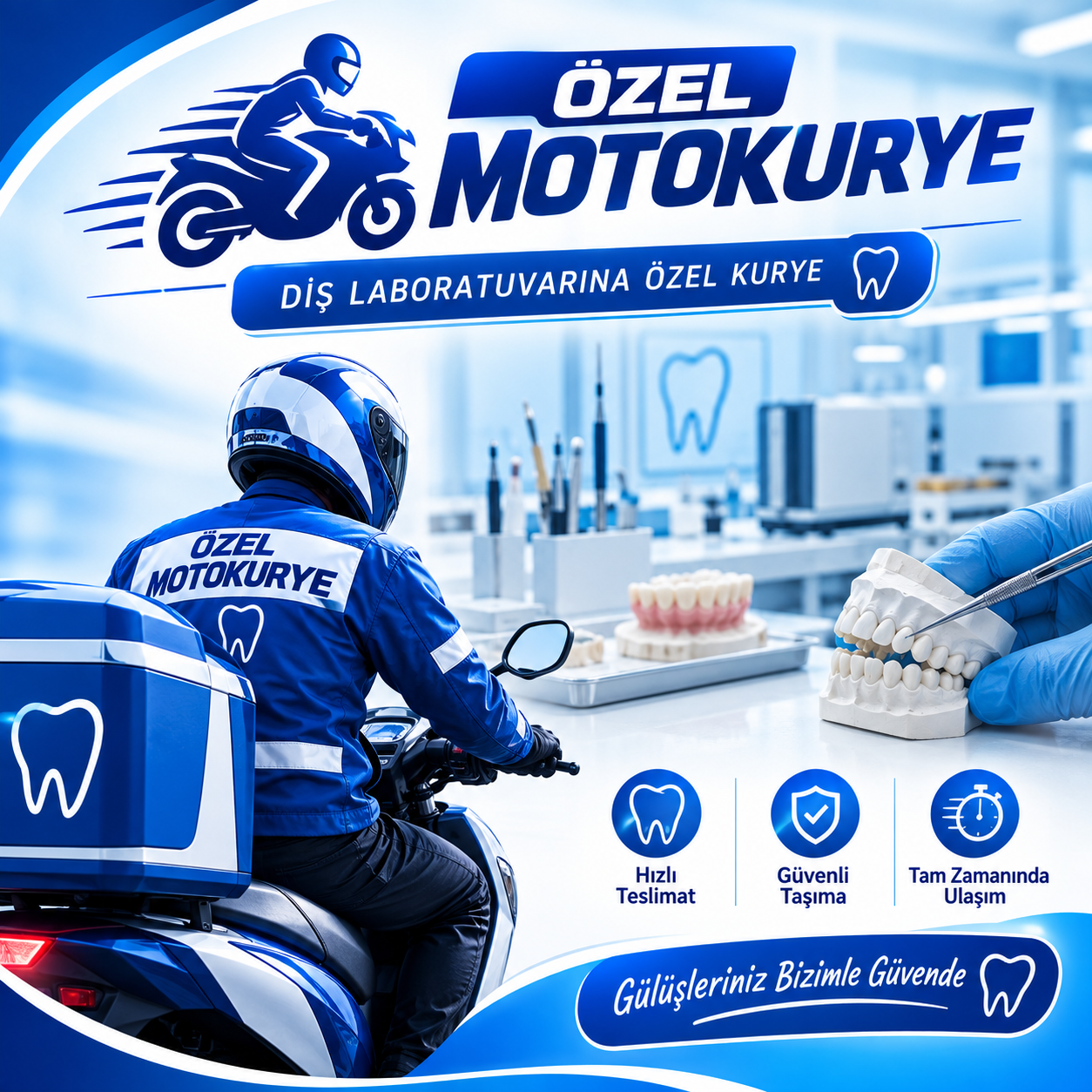Diş Laboratuvarı Moto Kurye Hizmeti | İstanbul 39 İlçeye Hızlı Teslimat