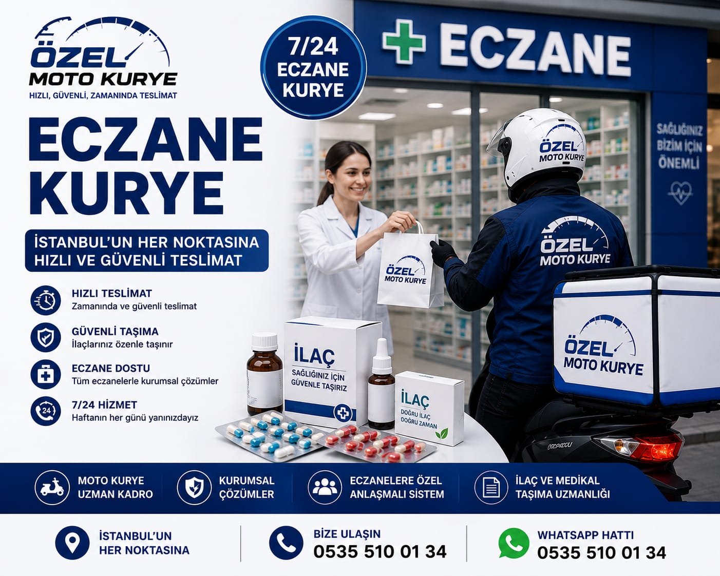 Eczane Moto Kurye Hizmeti | Gece ve Nöbetçi Eczane Kurye Desteği